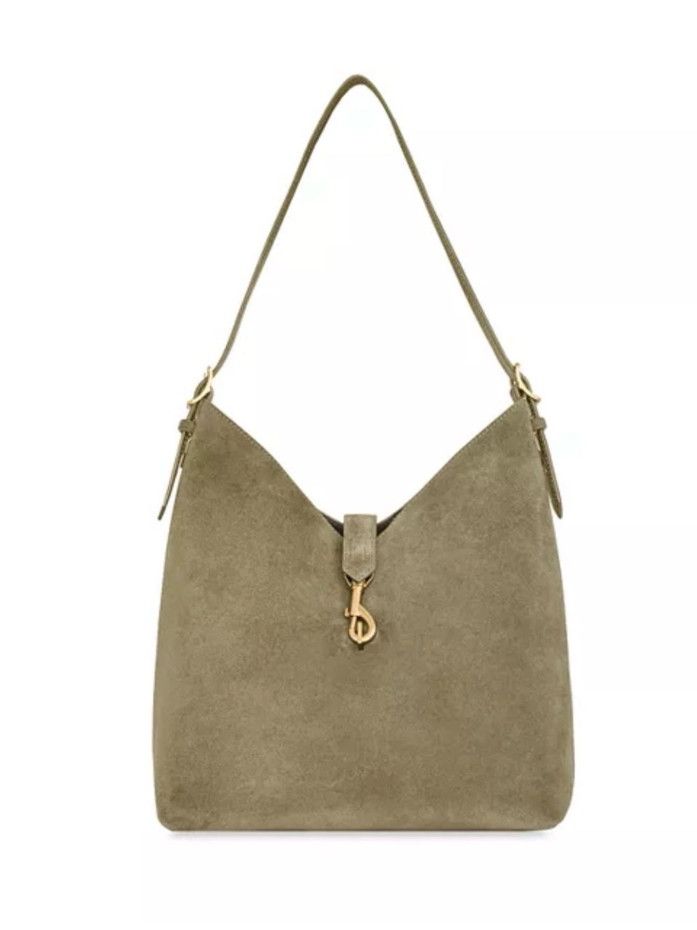Rebecca Minkoff Olive Suede Hobo with Gold-Tone Hardware